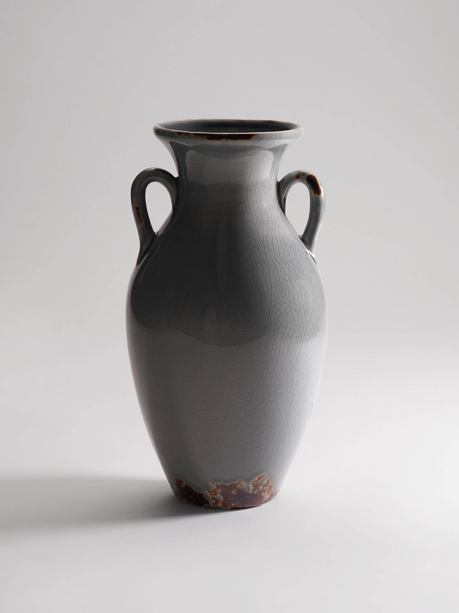 Buy Pure Home + Living Grey Rustic Ceramic Vase with Two Handles