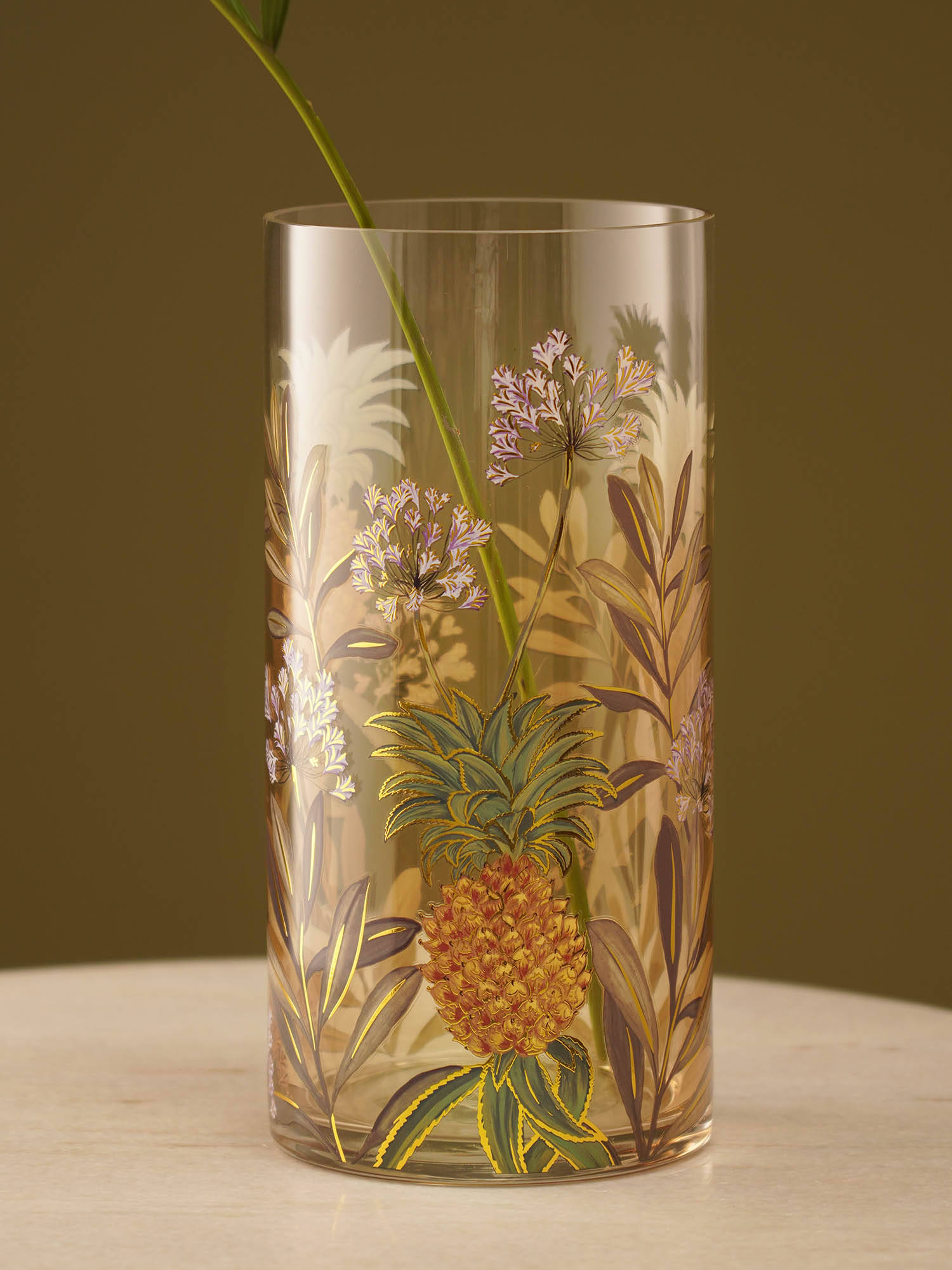 Pure Home + Living Light Amber Printed Glass Vase