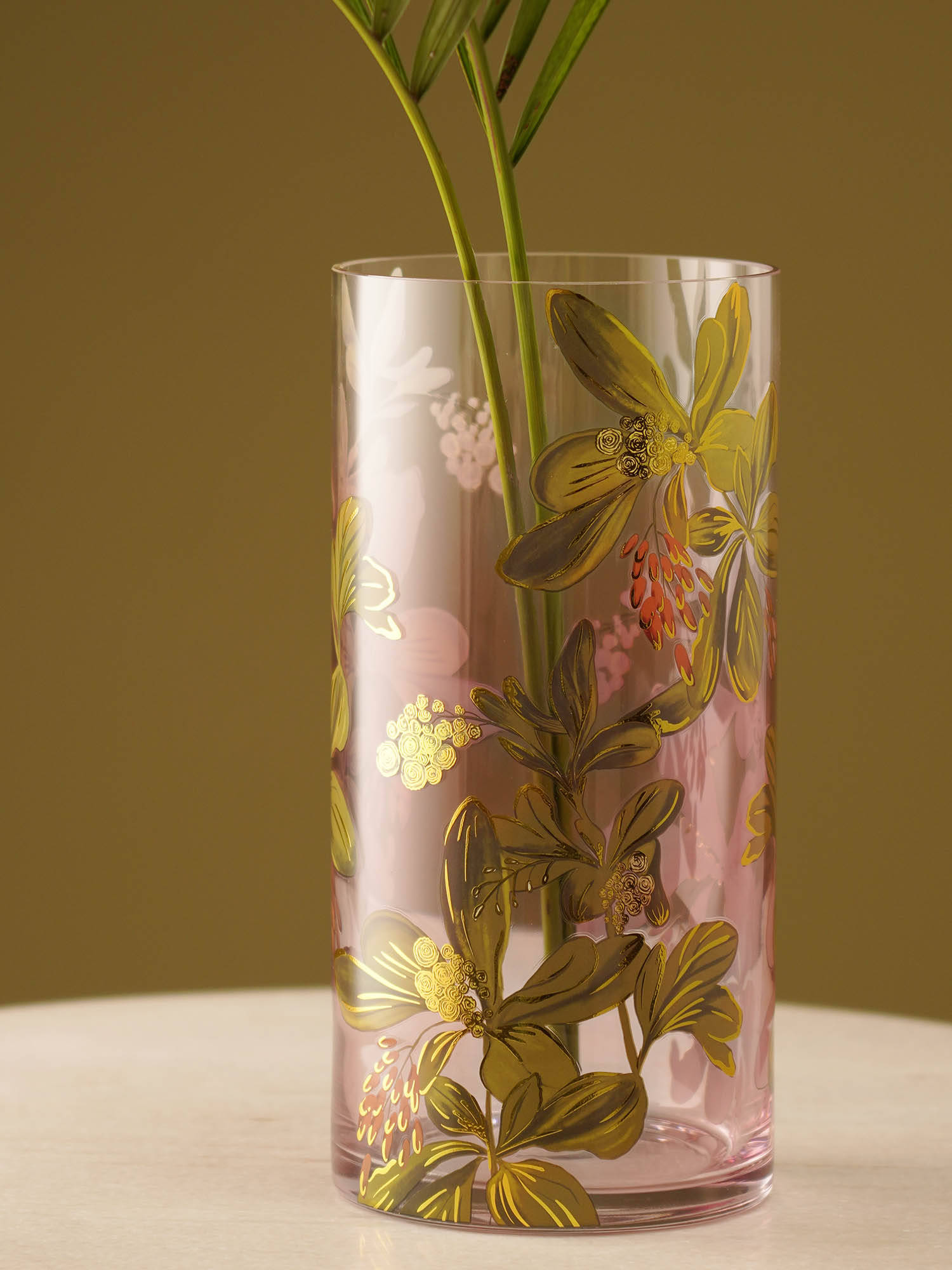 Pure Home + Living Old Rose Printed Glass Vase
