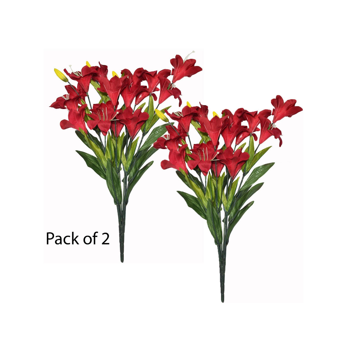 Fourwalls Artificial Lily Flower Bunch for Home Decor (18 Heads, 60 cm
