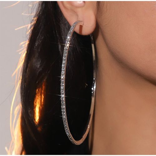 Buy Silver-Plated Big Hoops Pair With Silver Stone Partywear Online