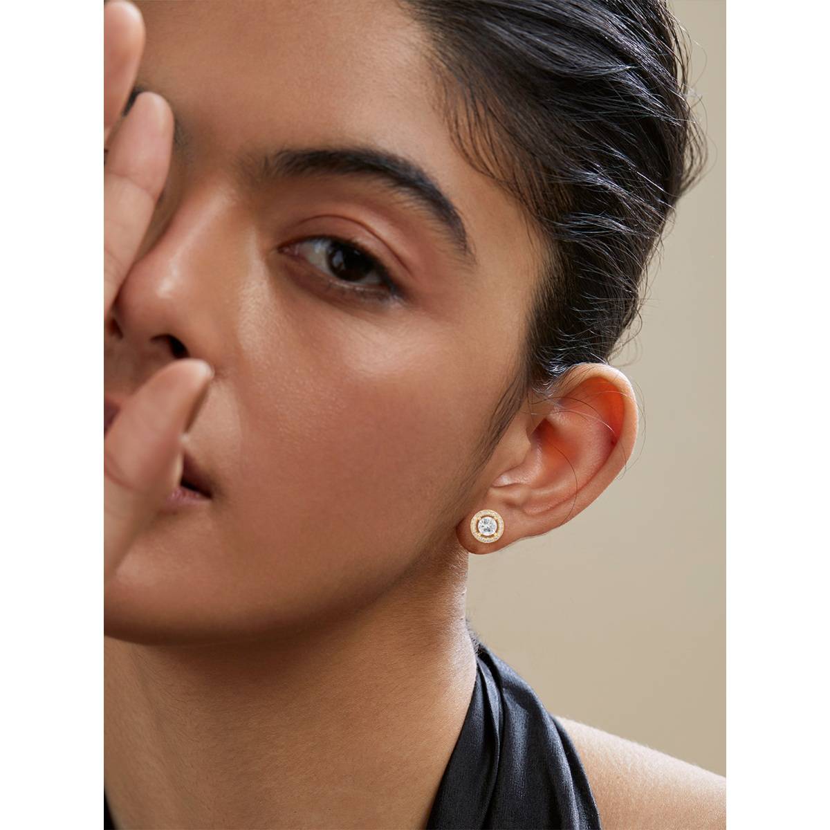 MINUTIAE Gold-Plated Contemporary Stud Earrings