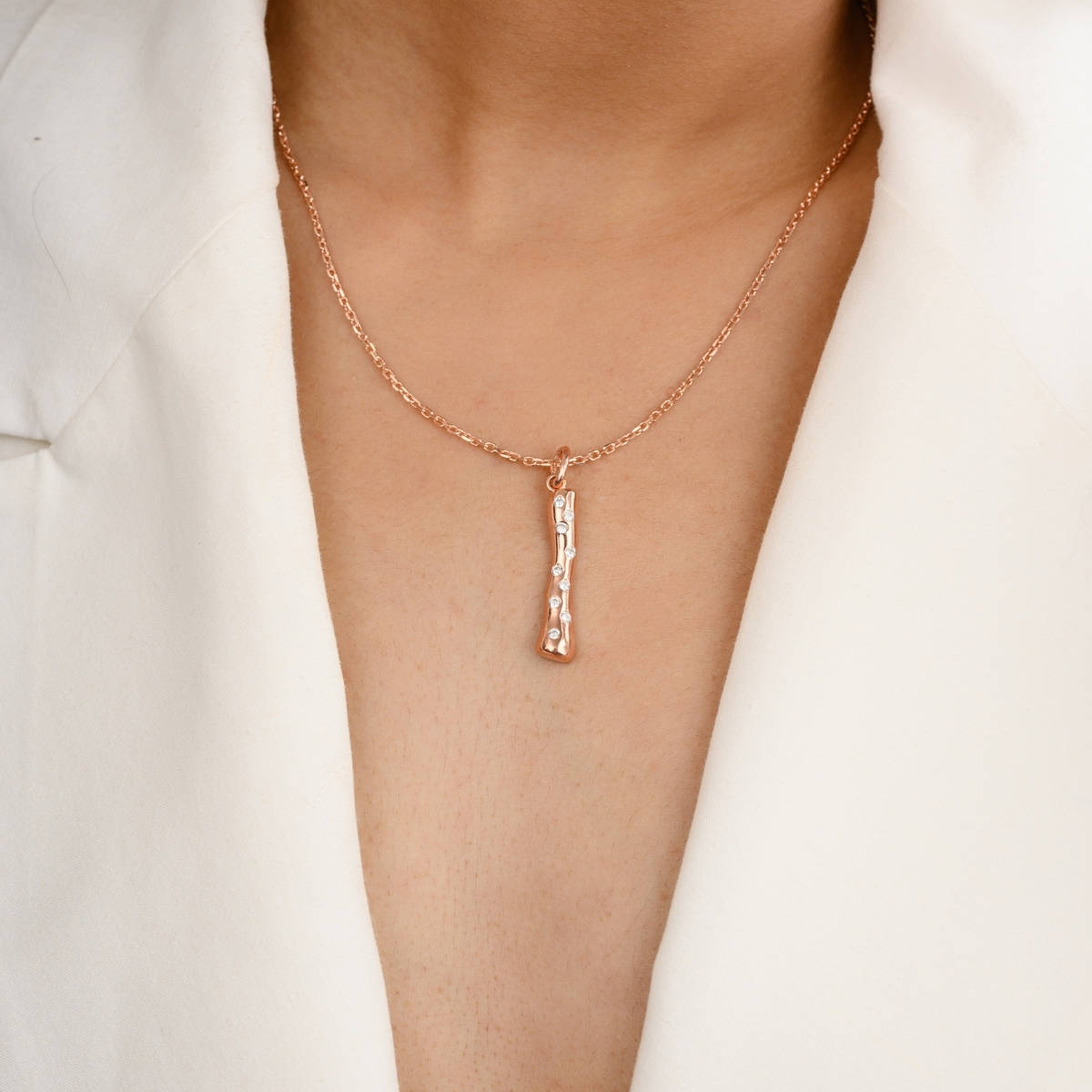 METALM I Letter Pendant Necklace in 925 Silver