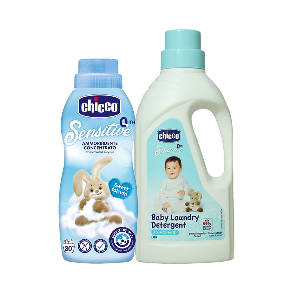 Chicco Laundry Detergent Fresh Spring + Bottle Softener Sweet Talcum