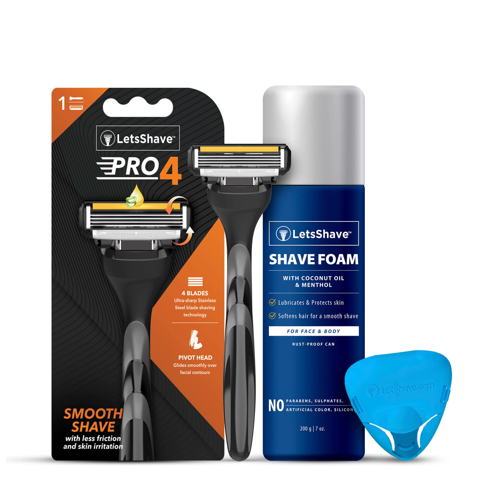 LetsShave Pro 4 Trial Shaving Kit (Green) with 1 Razor + Shaving foam + Razor Cap