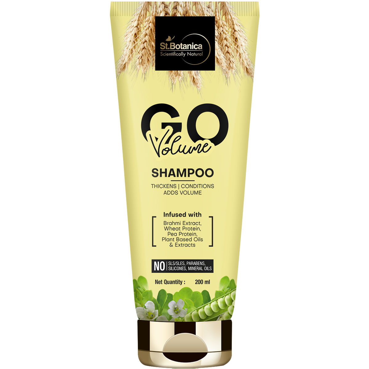 StBotanica GO Volume Hair Shampoo - With Brahmi Extract, Wheat Protein, No Sulphate, Silicone