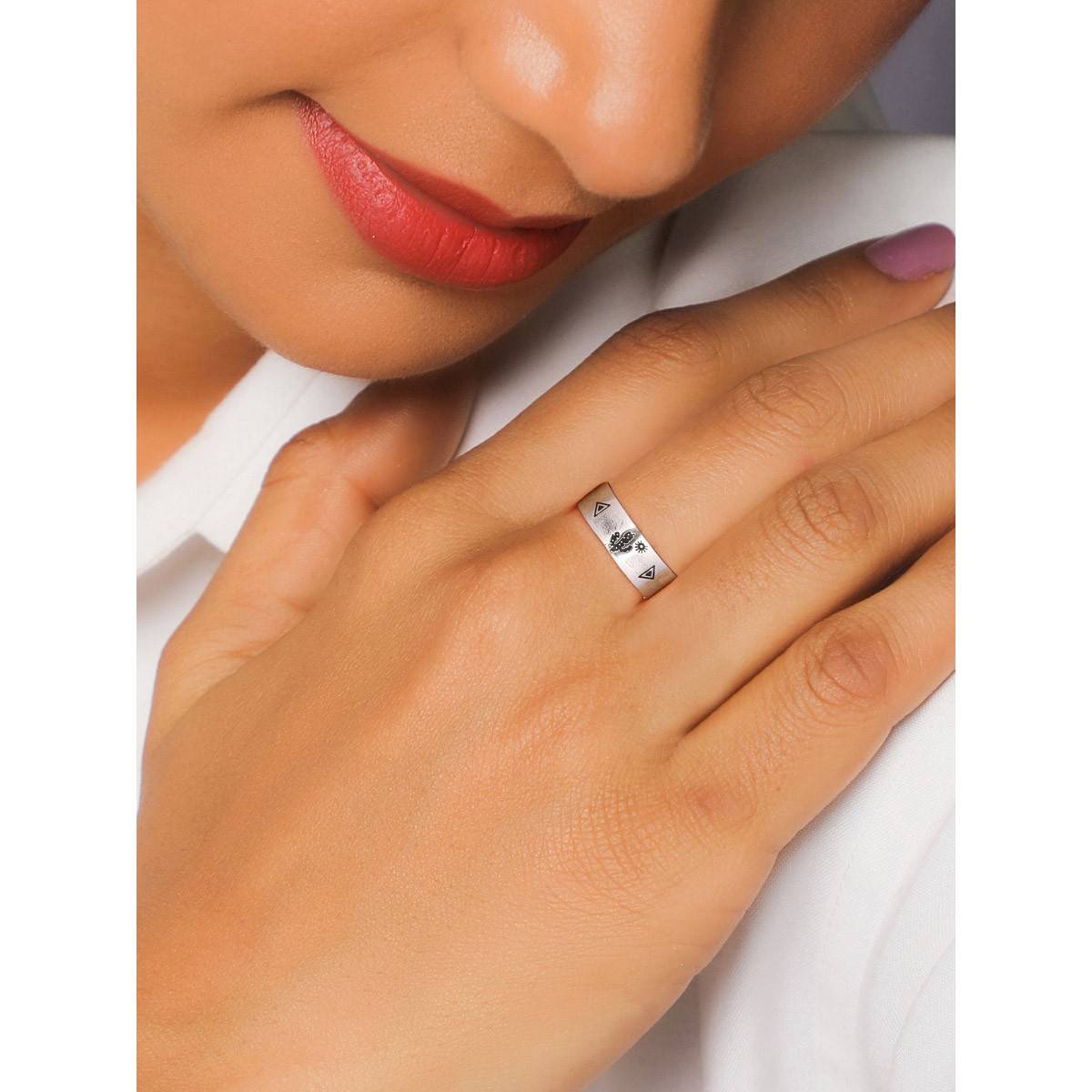 GIVA Oxidised Silver Archaic Ring For Girls And Womens