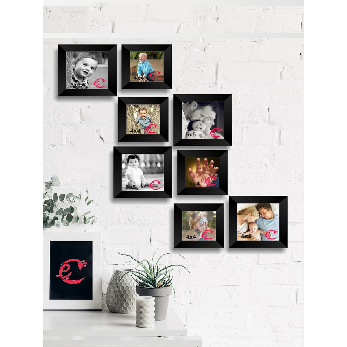 eCraftIndia Memory Wall Collage Photo Frame - Set of 8 Photo Frames ...