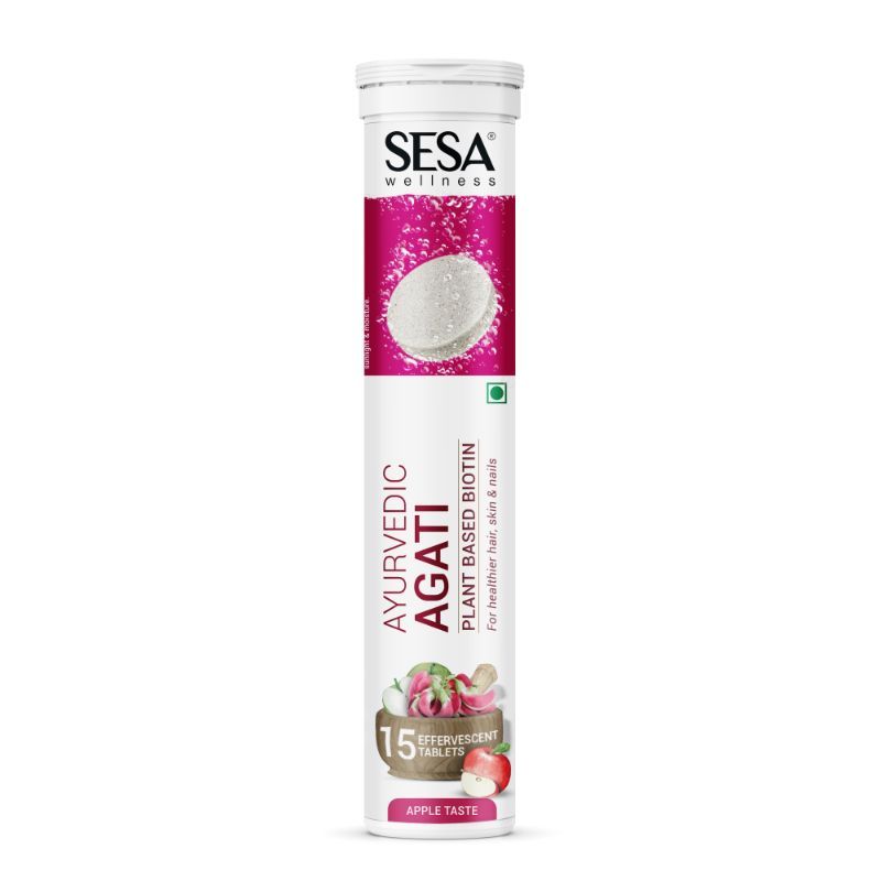 SESA Ayurvedic Agati Plant Based Biotin Effervescent Apple Taste Tablets
