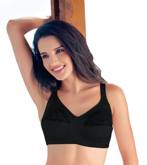 Buy Enamor A014 M-Frame Contouring Full Support Bra Supima Cotton  Non-Padded Wirefree - Black (38D) Online