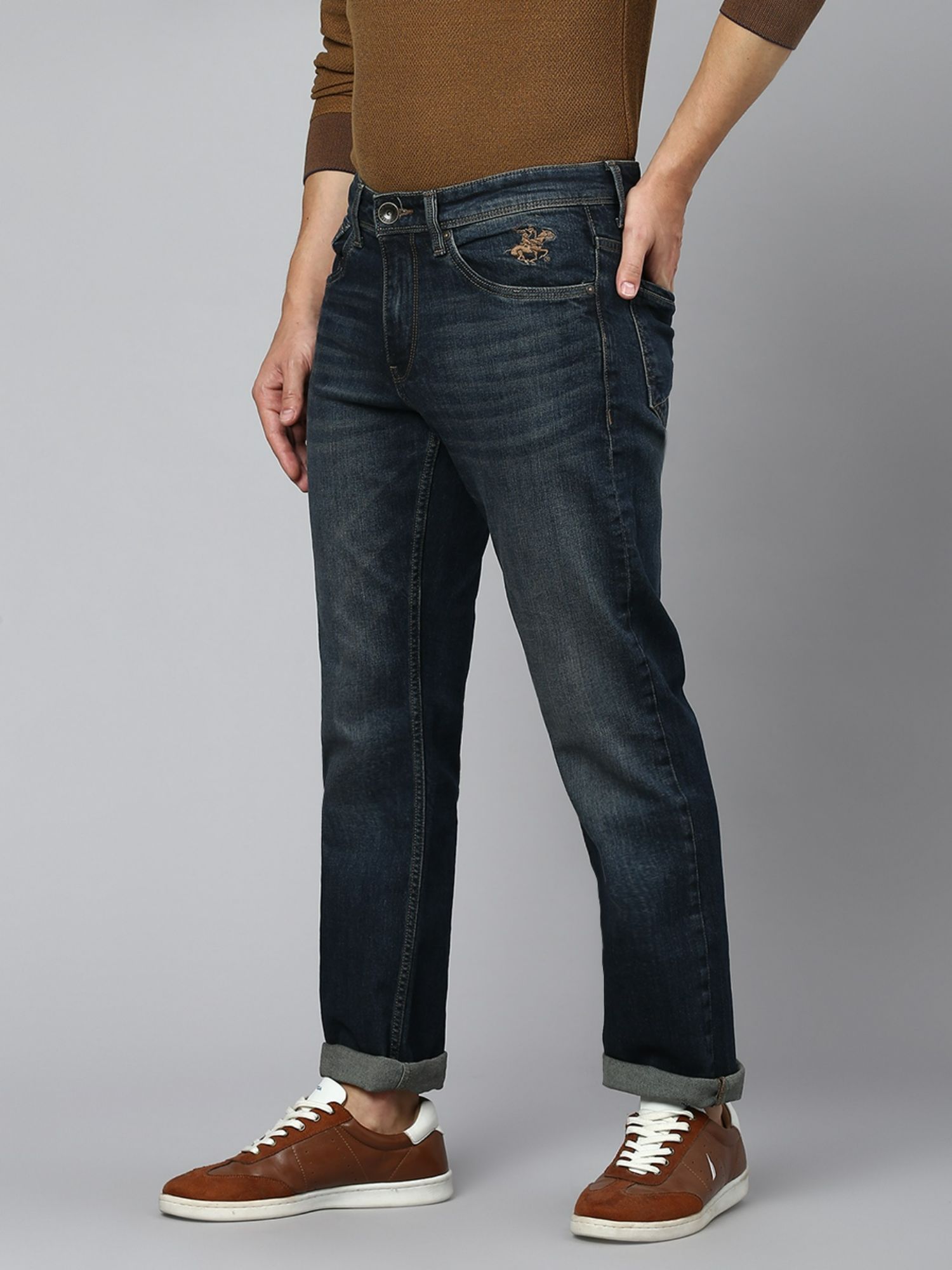 Buy Beverly Hills Polo Club Blue Solid Jeans Online