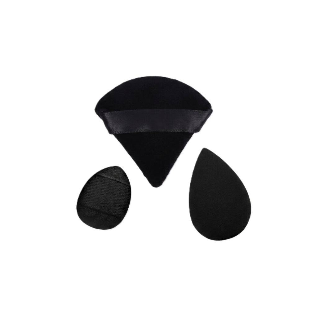 Beautiliss 3-in-1 Black Makeup Blender Set Powder Puff, Mini Puff & Face Sponge - Mix Colour