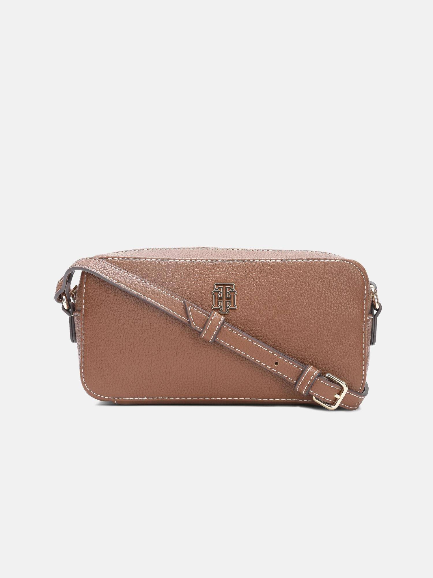 Tommy Hilfiger Solid Brown Polyurethane Sling Bag