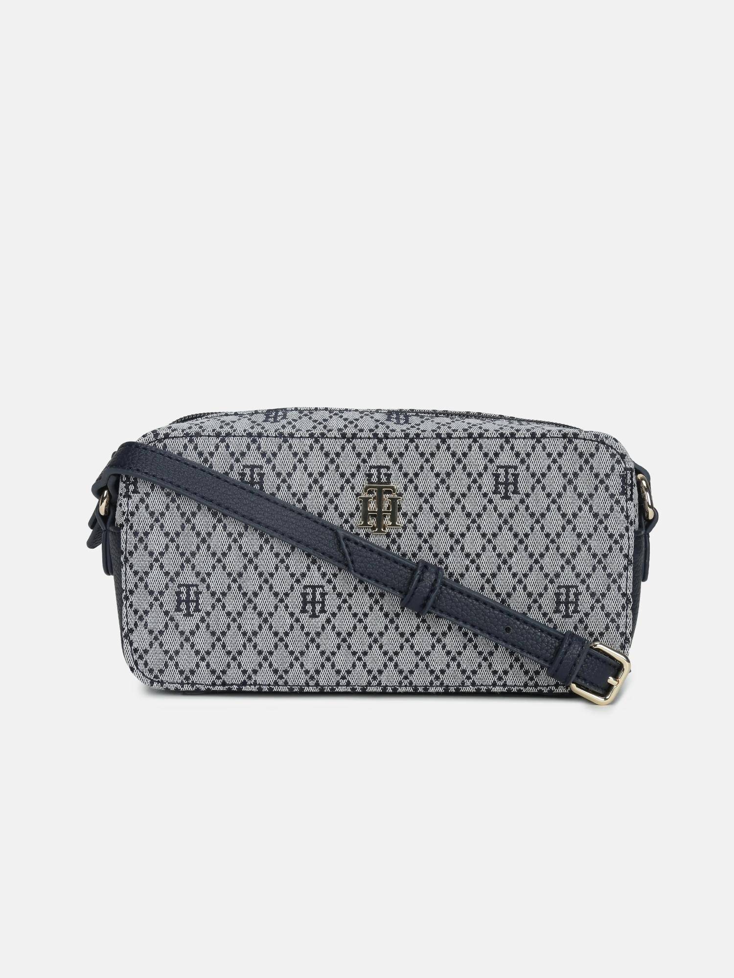 Tommy Hilfiger Embroidered Grey Polyester Sling Bag