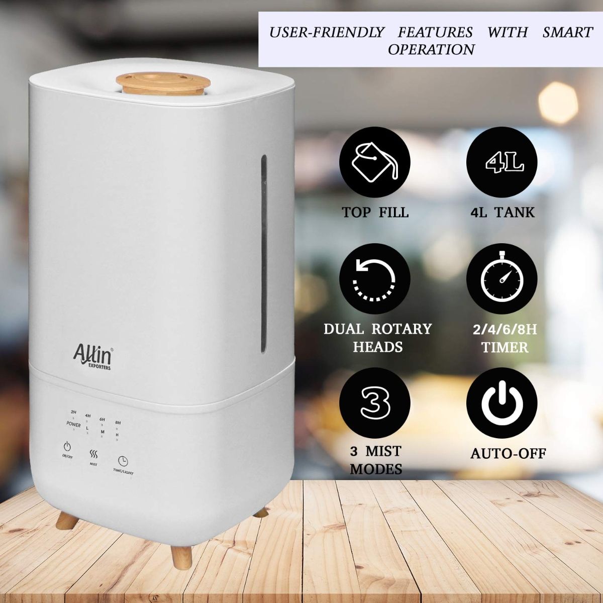 Allin Exporters Lh2030B Humidifier Ultrasonic Cool Mist for Cold & Cough (4L, Wooden) Buy