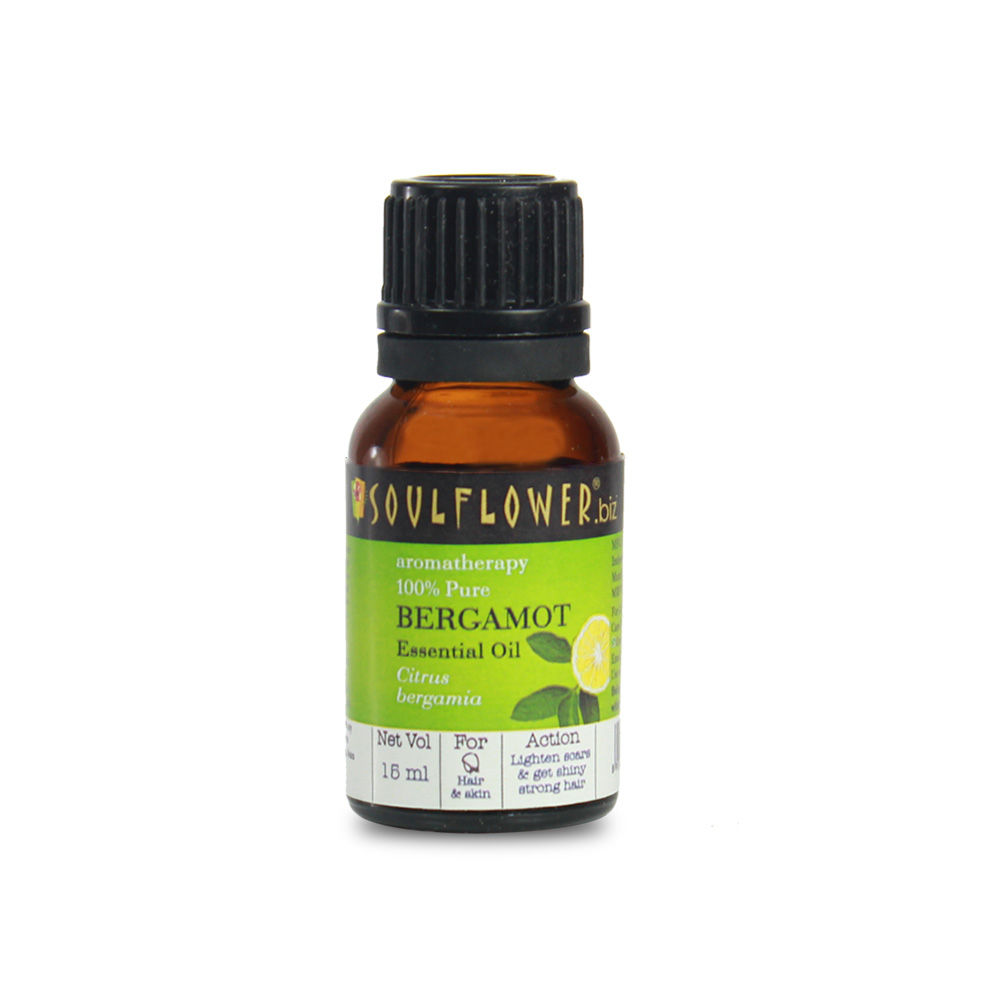 Soulflower Bergamot Essential Oil 100% Pure, for Strong Hair, Moisturising Skin, Clean Scalp