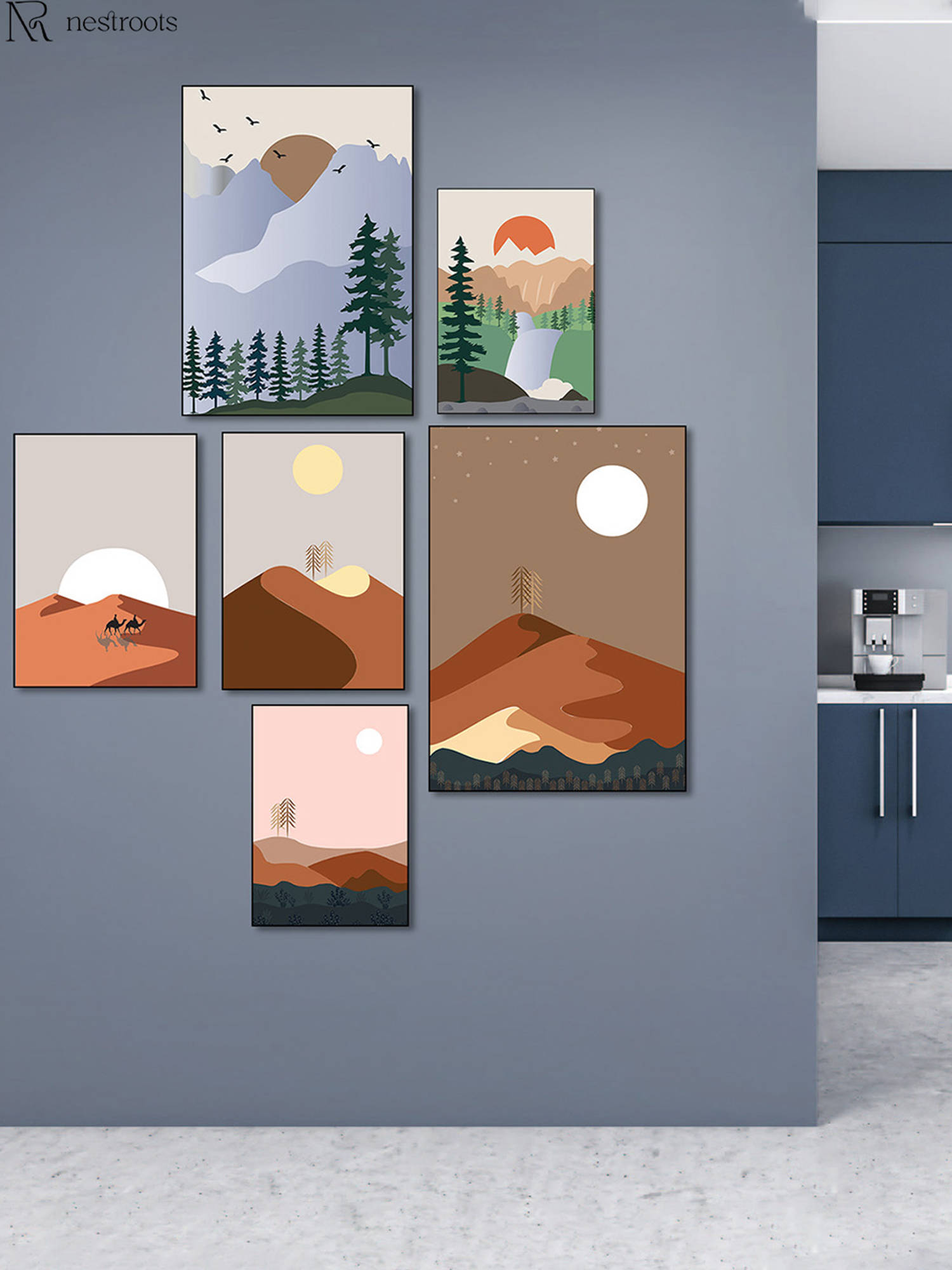 Nestroots Sunrise Sonata Canvas Wall Painting (Pack of 6)