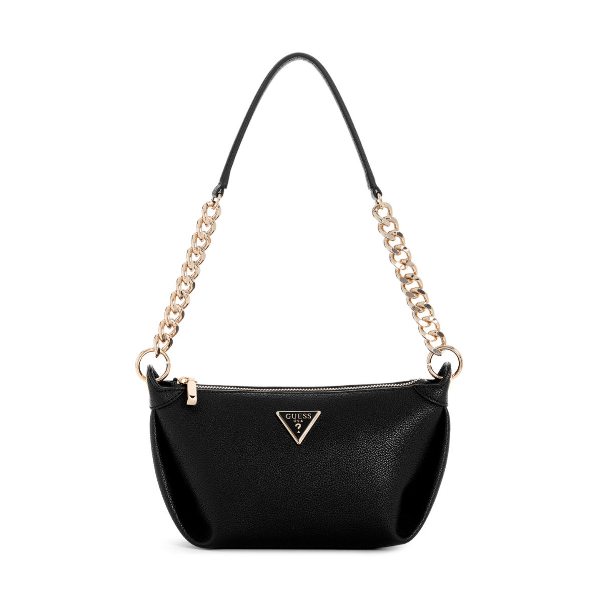 Buy Guess Black Solid Meridian Top Zip Shoulder Bag Online