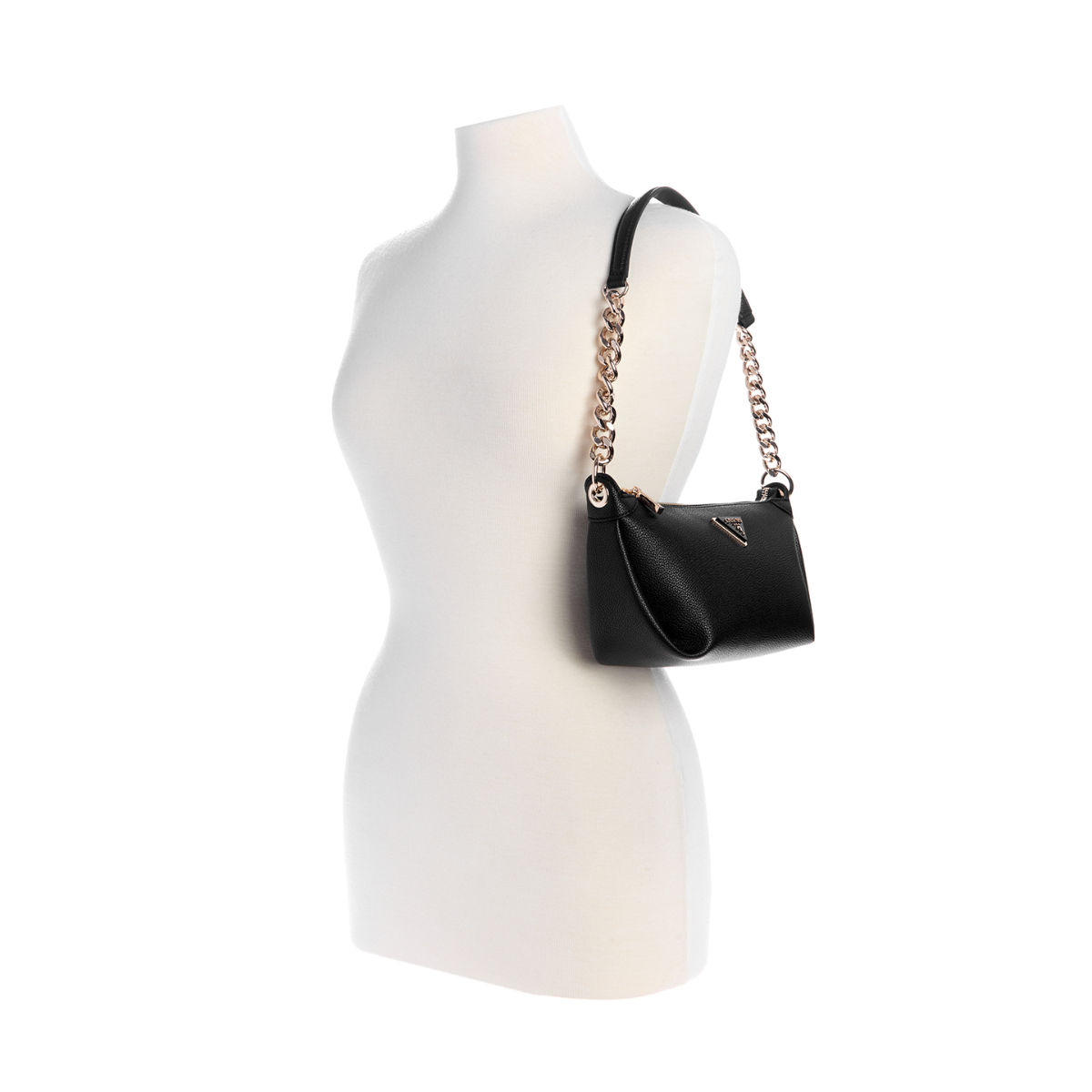 Buy Guess Black Solid Meridian Top Zip Shoulder Bag Online