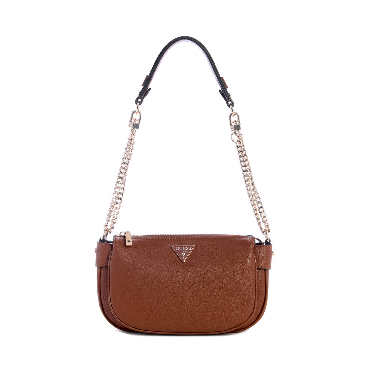 Guess Cognac Brown Solid Fedora Shoulder Bag