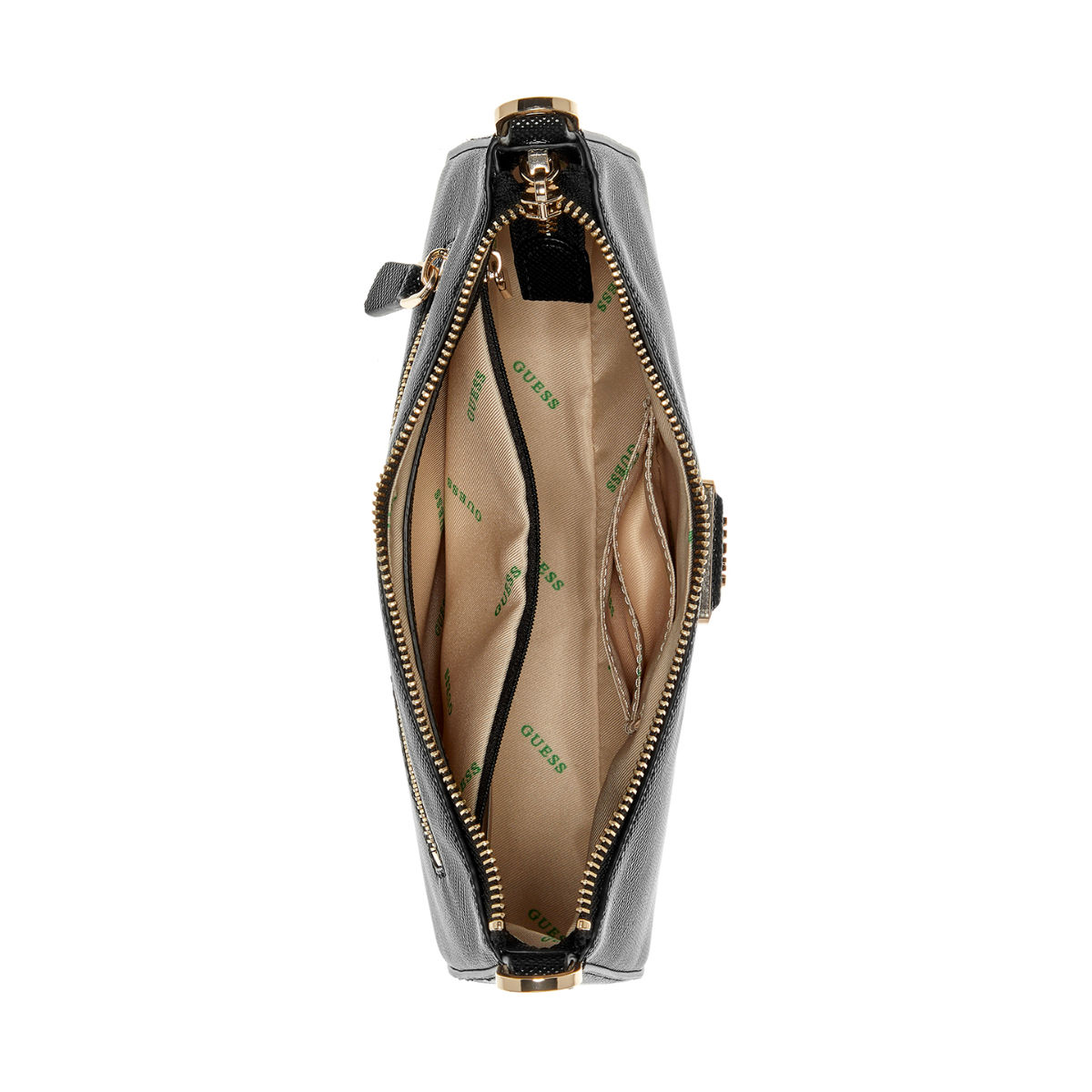 Buy Guess Black Textured Eco Jazlynn Top Zip Shoulder Bag Online