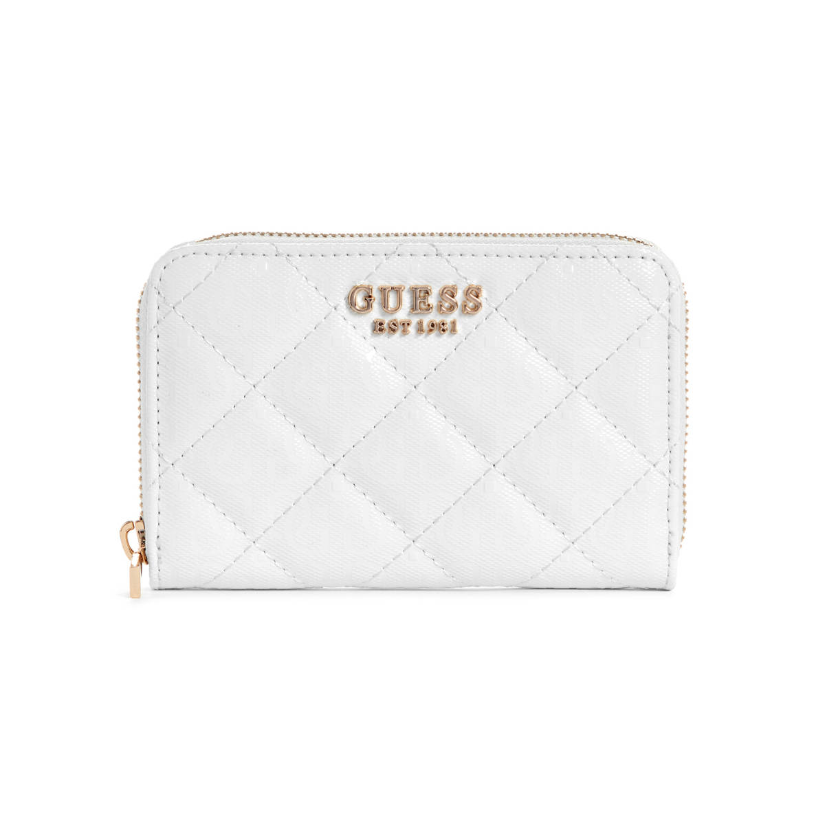 Guess White Textured Laurel Zip Around Wallet