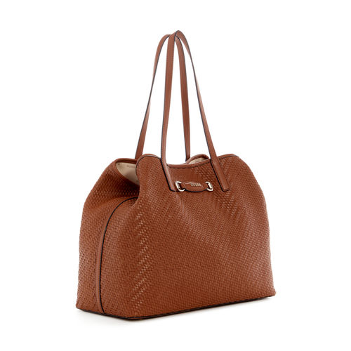 Buy Guess Cognac Brown Textured Vikky Tote Bag with Pouch (Set of