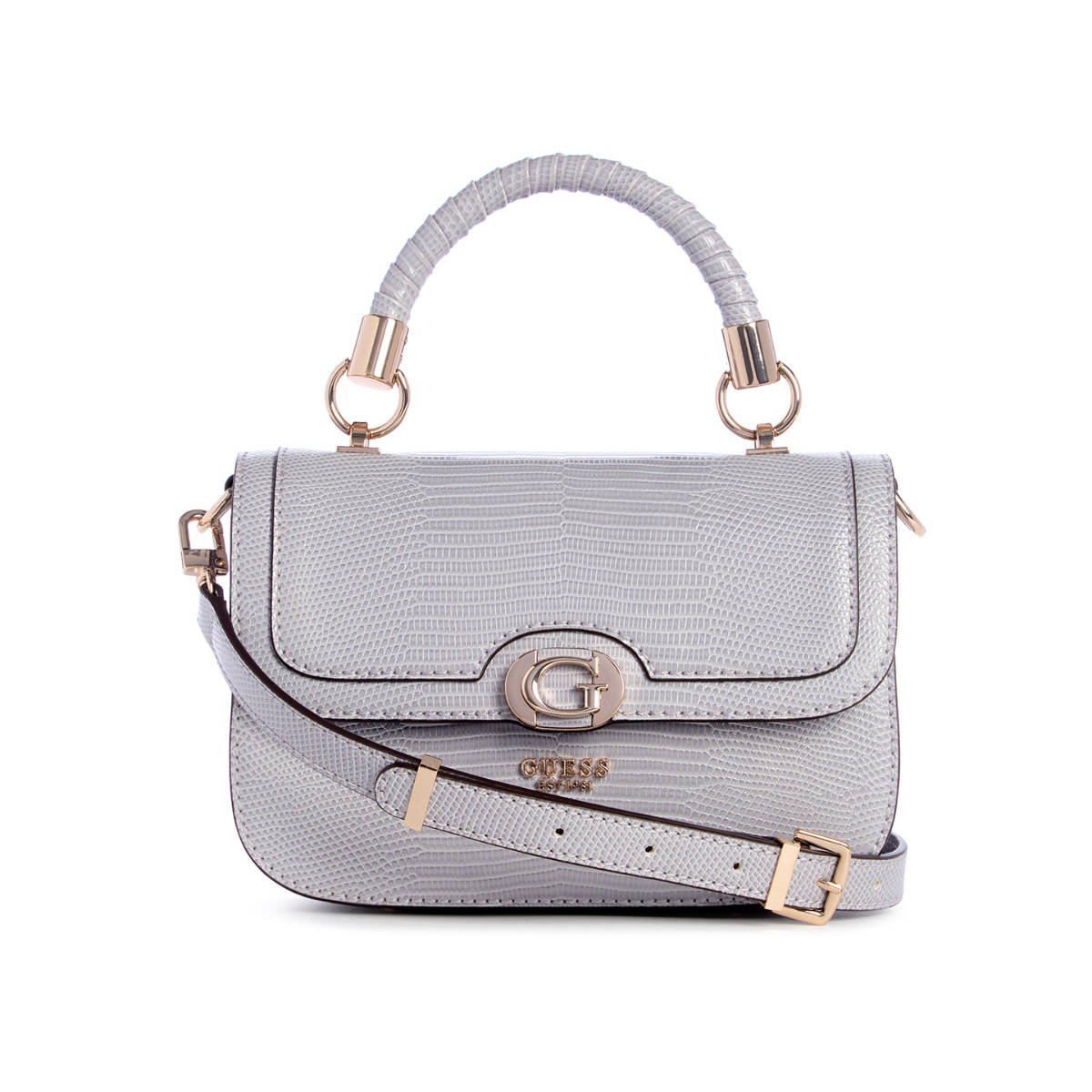 Guess Grey Textured Orlina Top Handle Sling Bag