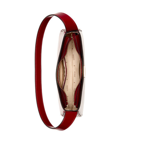 Buy Guess Red Solid Arnela Top Zip Shoulder Bag Online