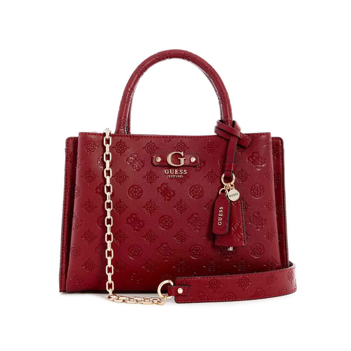 Guess Claret Red Self Design Gerty Girlfriend Shoulder Bag