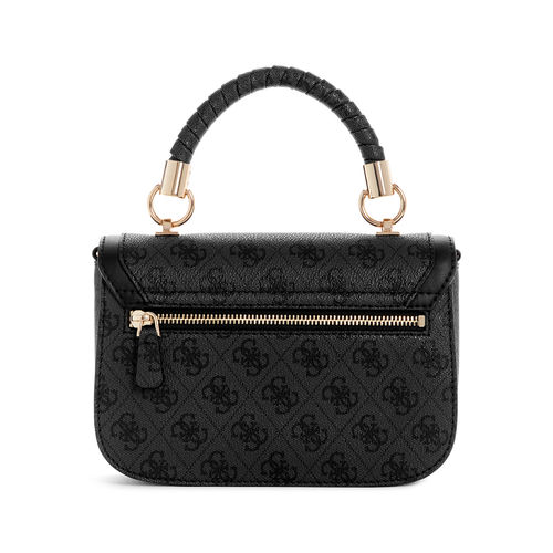 Guess Coal Grey Printed Orlina Logo Top Handle Sling Bag