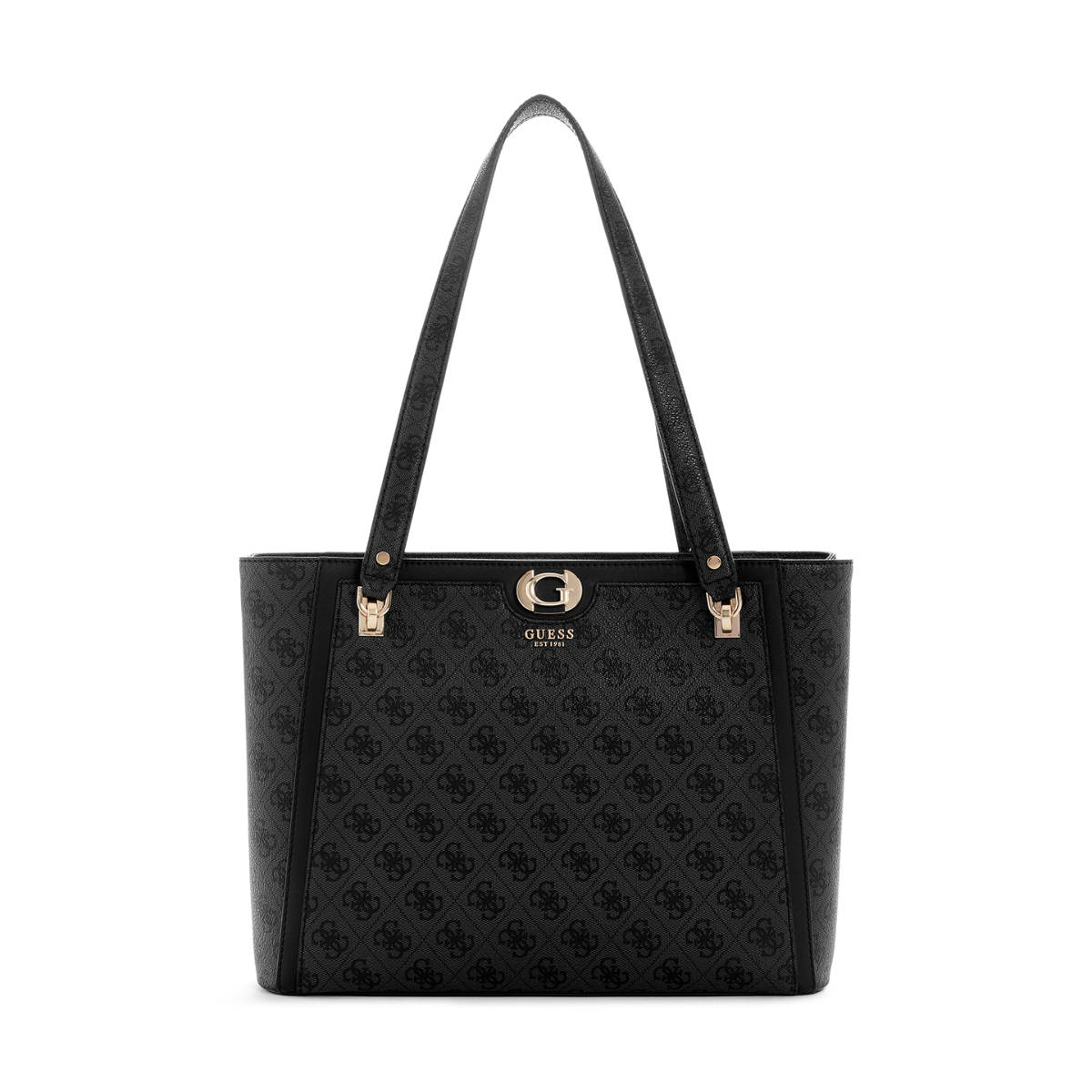 Guess Coal Grey Logo Printed Orlina Logo Noel Tote Bag