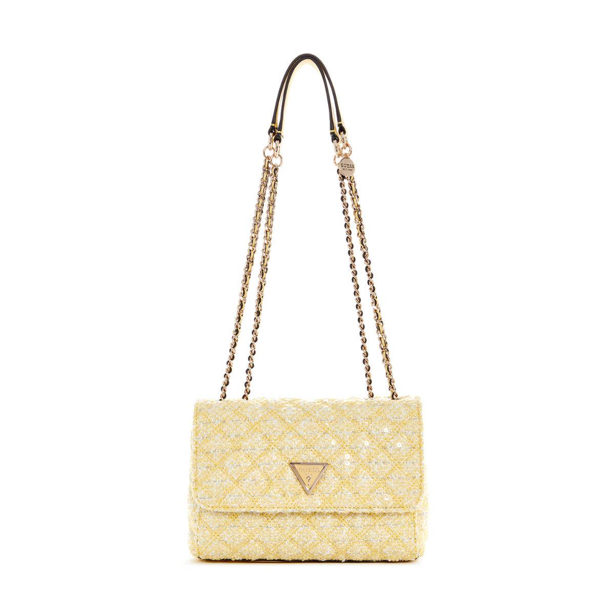 Guess Daisy Yellow Multi Quilted Giully Sling Bag