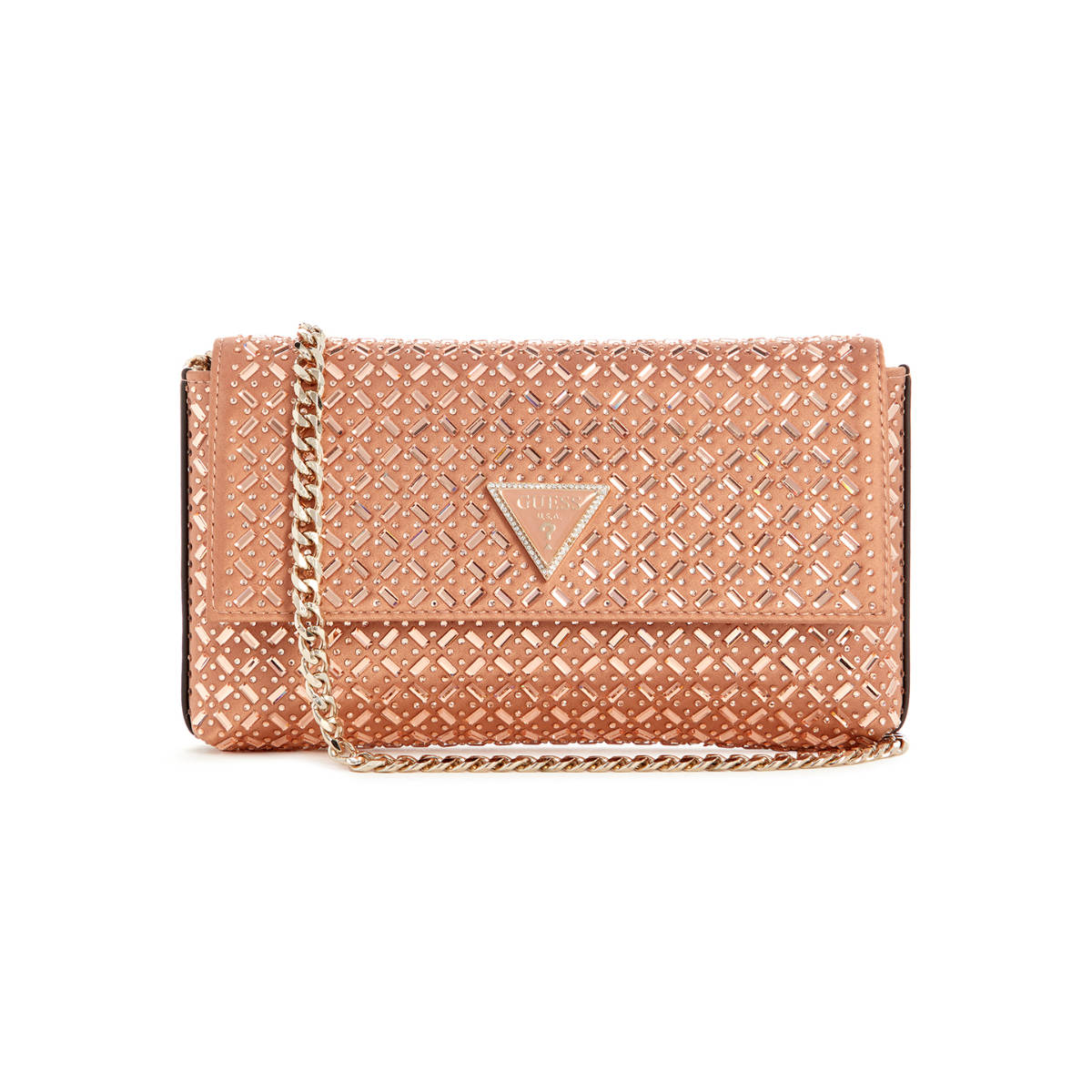 Guess Pink Embellished Zalina Flap Clutch