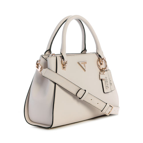 Guess Beige Solid Noelle Luxury Satchel Bag