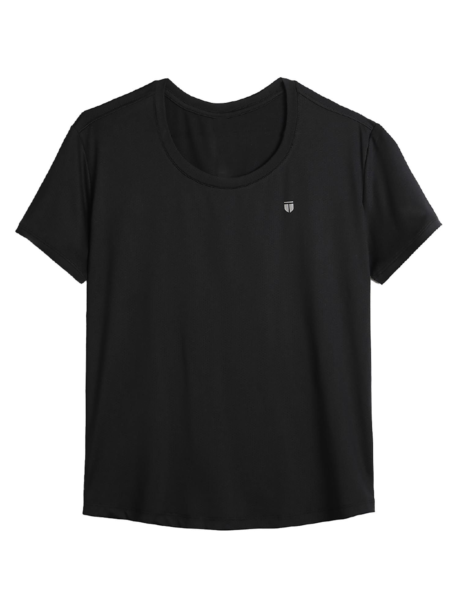 Buy Tego Black Solid Regular T-Shirt Online