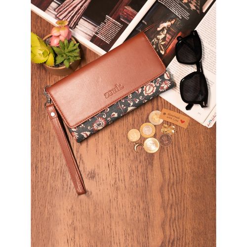 Zouk Women Navy Blue Wristlet Wallet