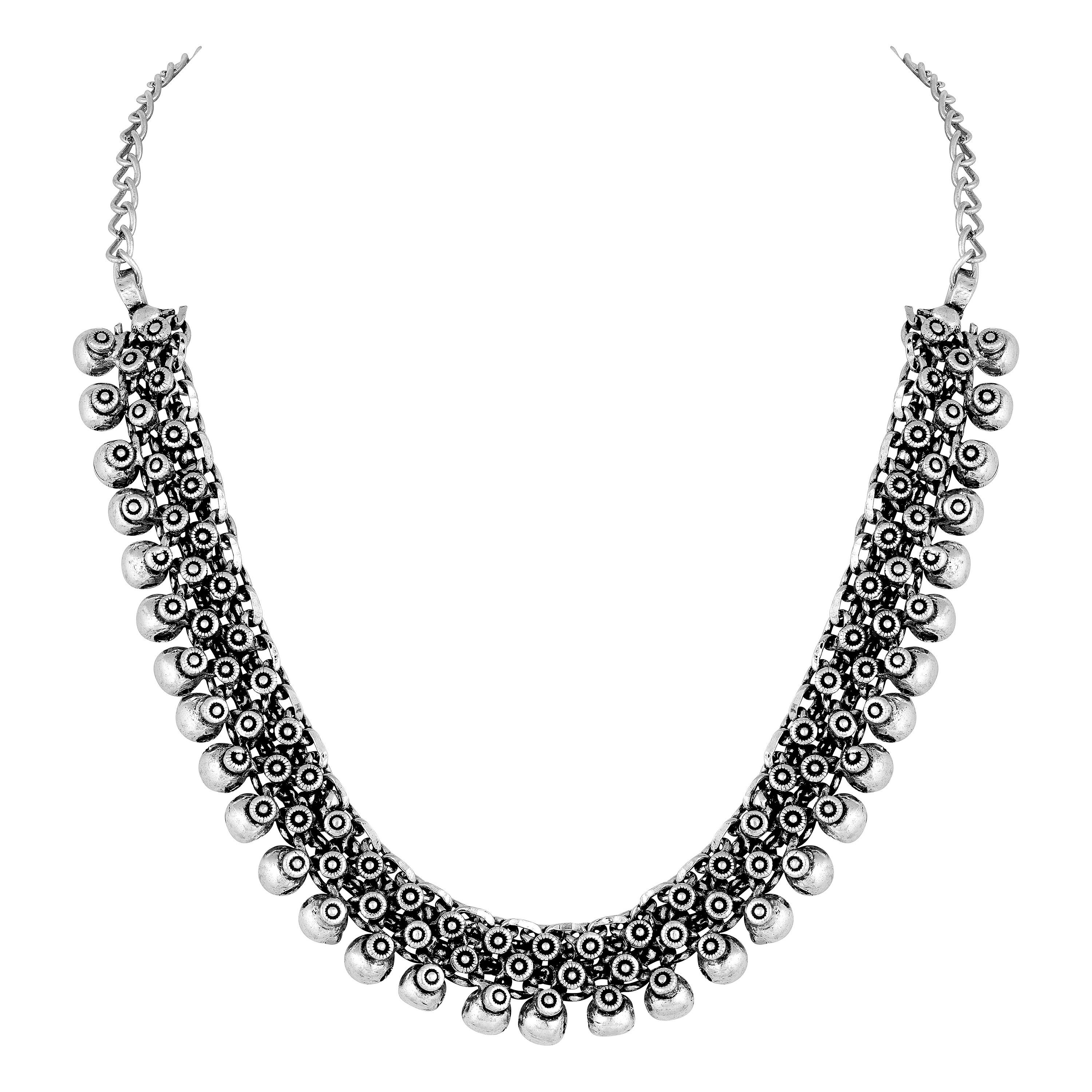 Asmitta Antique Silver Toned Choker Style Necklace Buy Asmitta Antique Silver Toned Choker