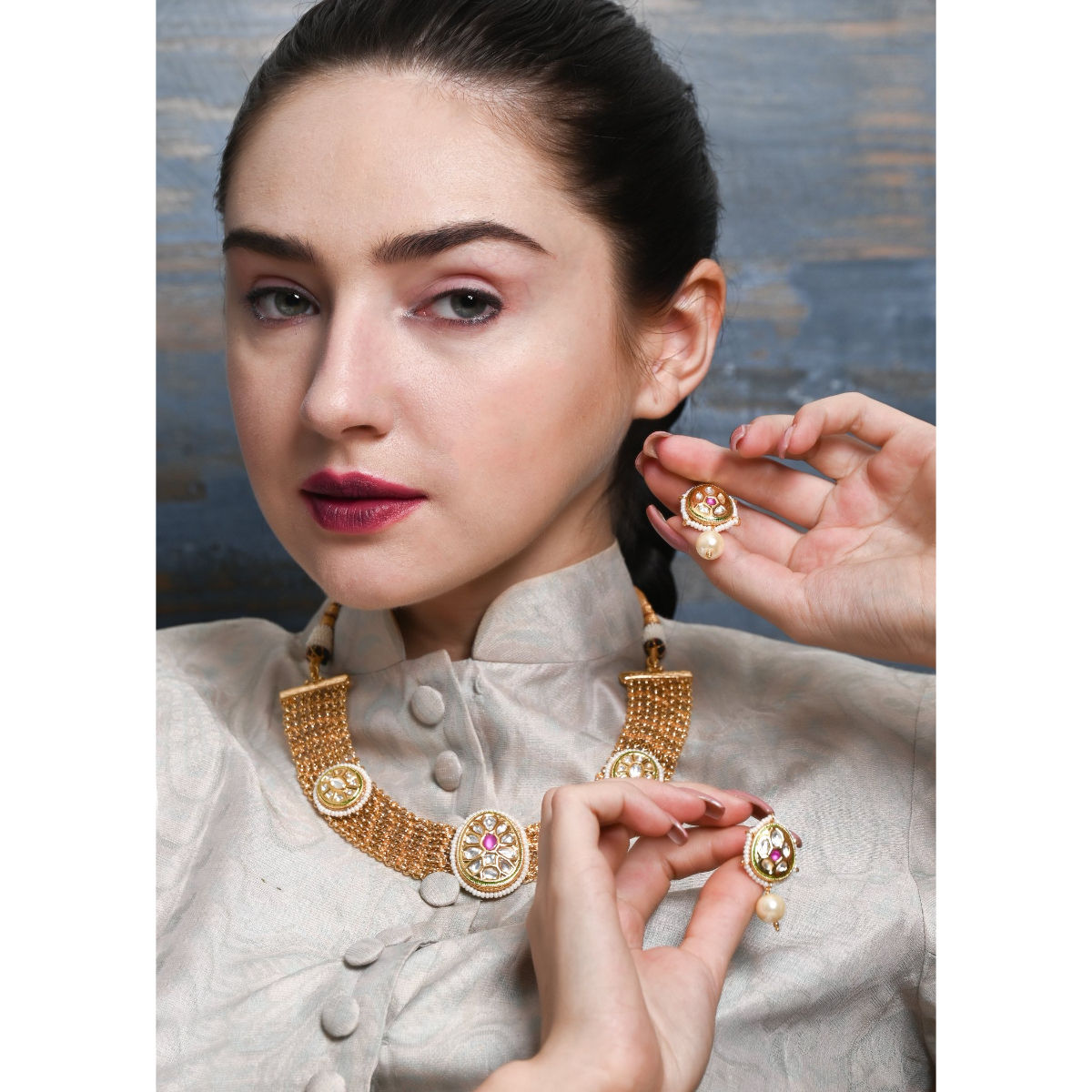 Odette Antique Brass Necklace Set Buy Odette Antique Brass Necklace