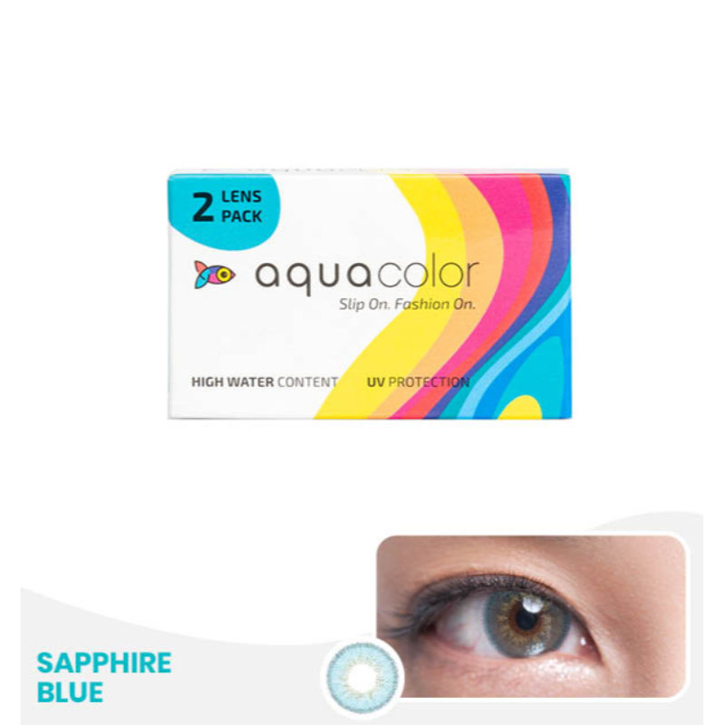 Aqualens Aquacolor Monthly Disposable Color Lenses - 2 Lenses/box/plano (sapphire Blue)