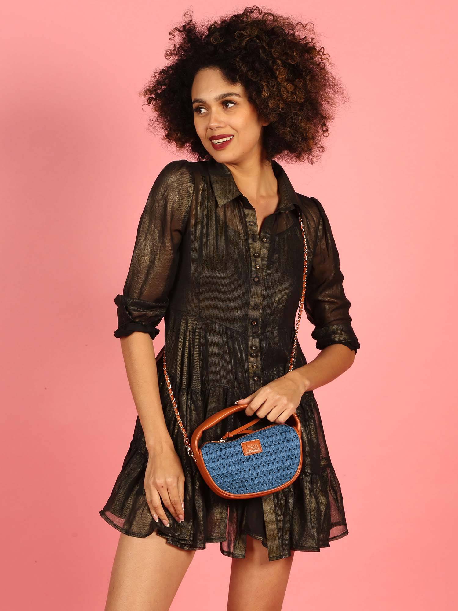 HIE Navy Blue Kelly Crossbody Bag (S)