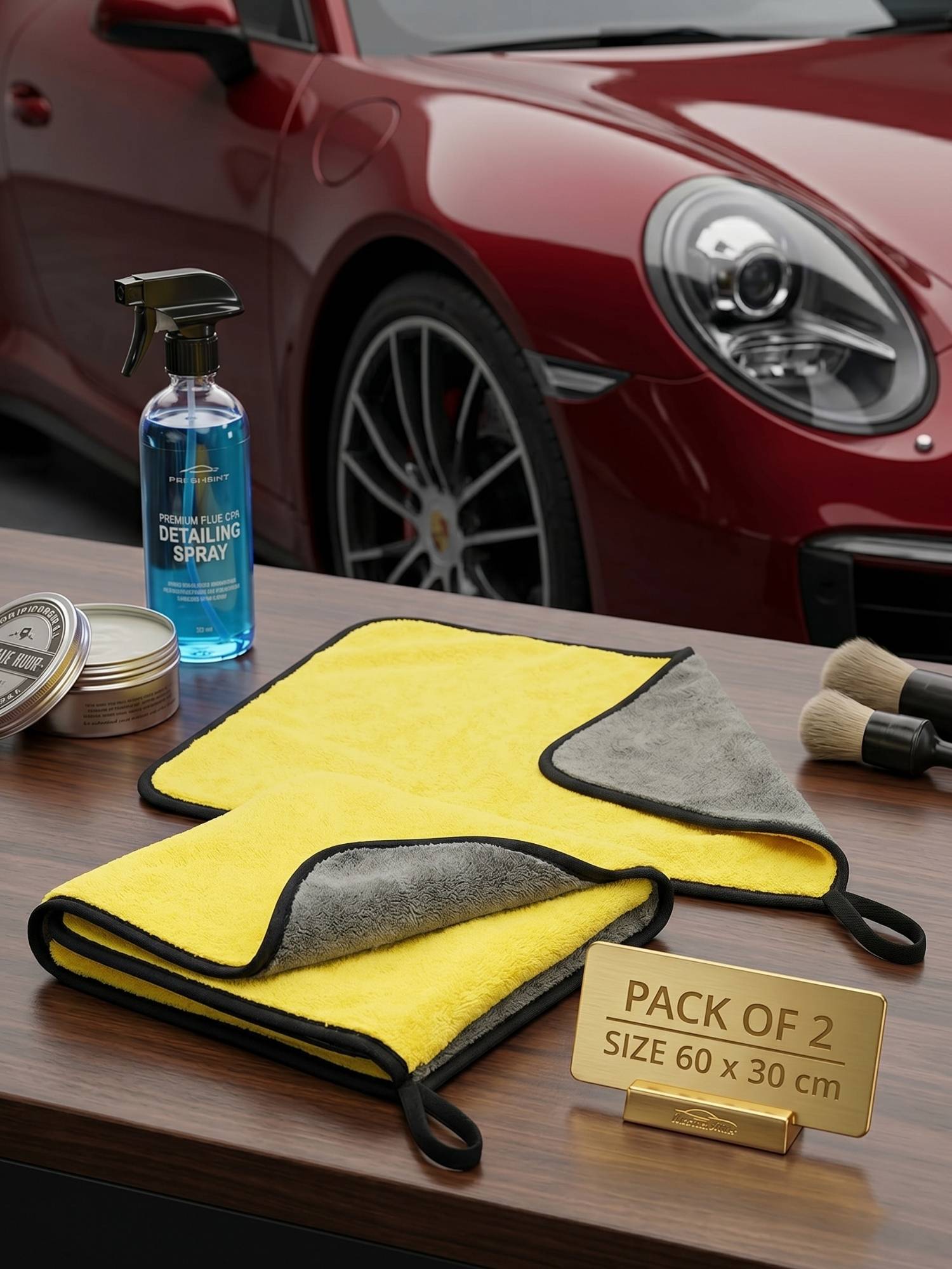 YELONA Yellow Microfiber Car Cleaning Towel 340 GSM (Pack of 2)