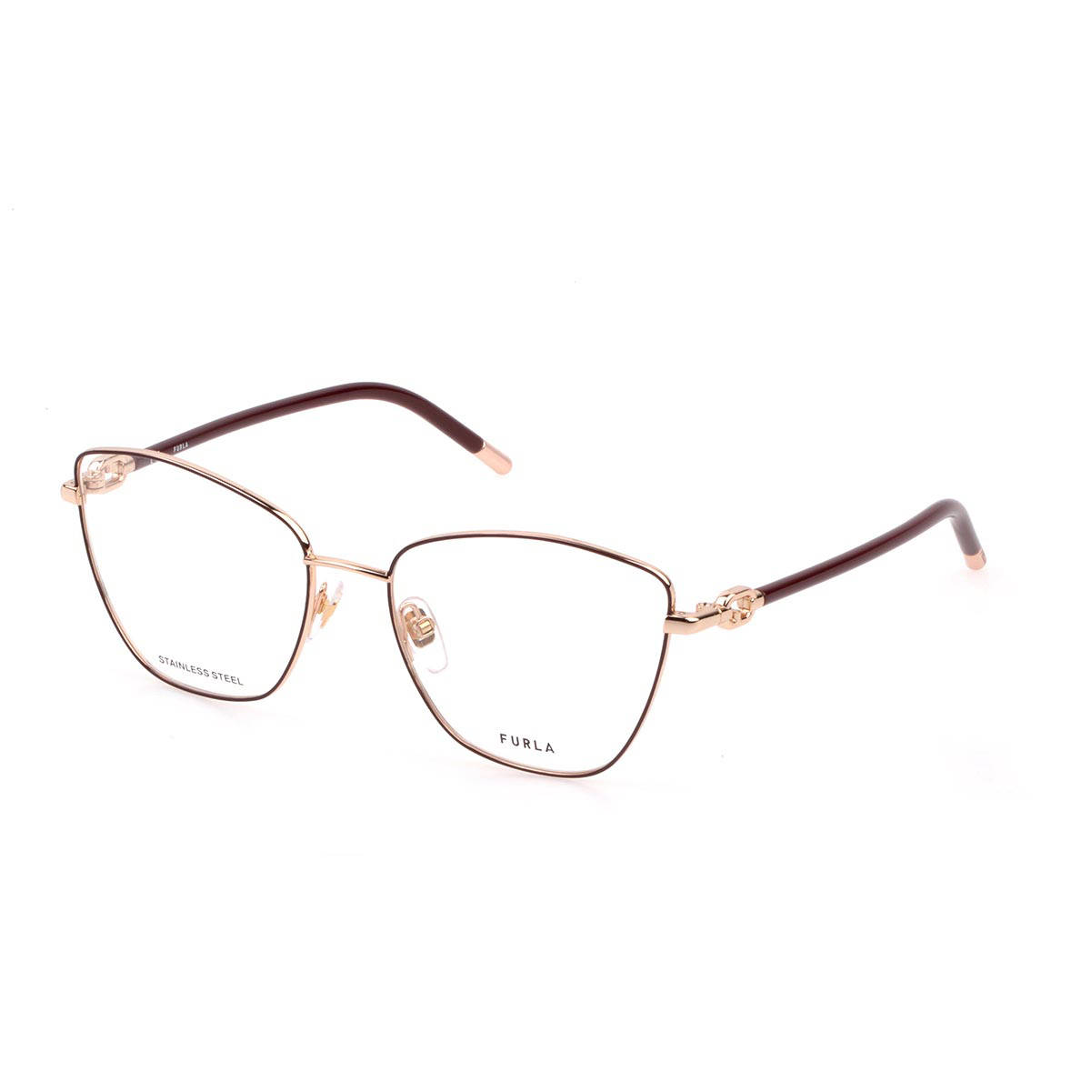 Furla Women Bordeaux Metal Eyeglass Frame (55)