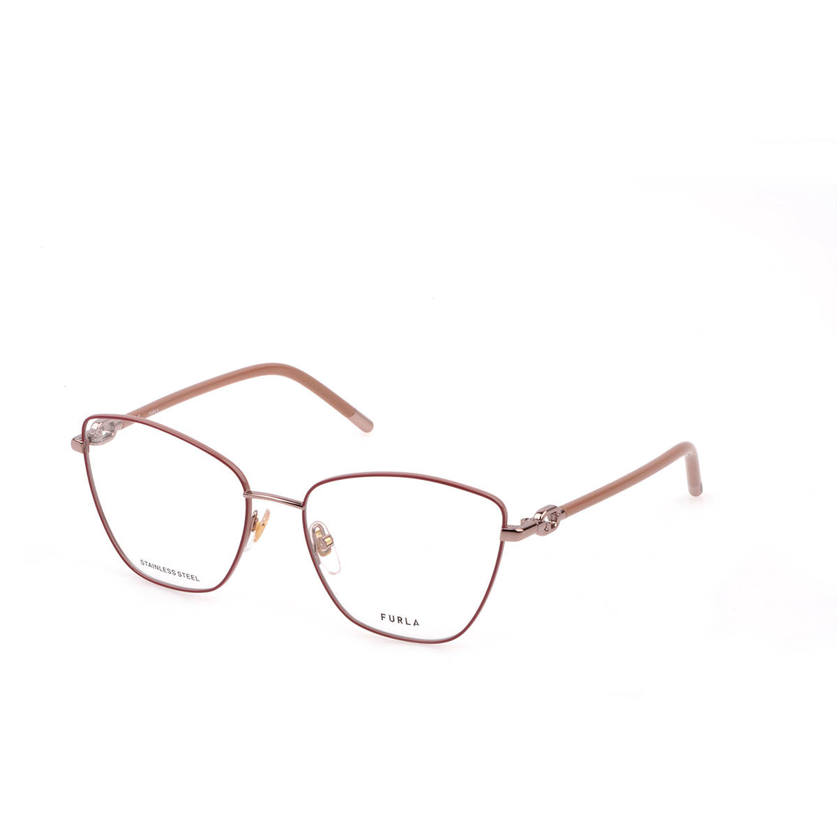 Furla Women Bordeaux Metal Eyeglass Frame (55)