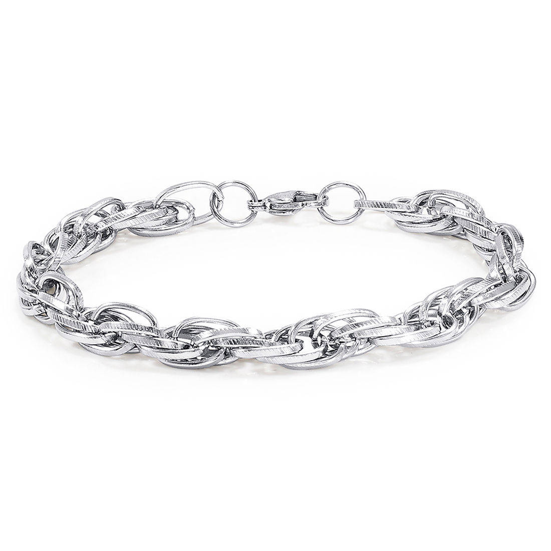 Silver Stainless Steel Triple Curb Chain Bracelet  Inox Jewelry India