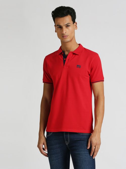 Buy Pepe Jeans Red Solid Short Sleeve Polo T-Shirt Online