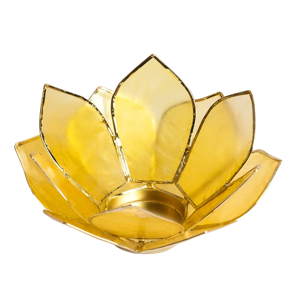 Pure Home + Living Yellow Capiz Lotus Tea Light Holder 12 Shells (1