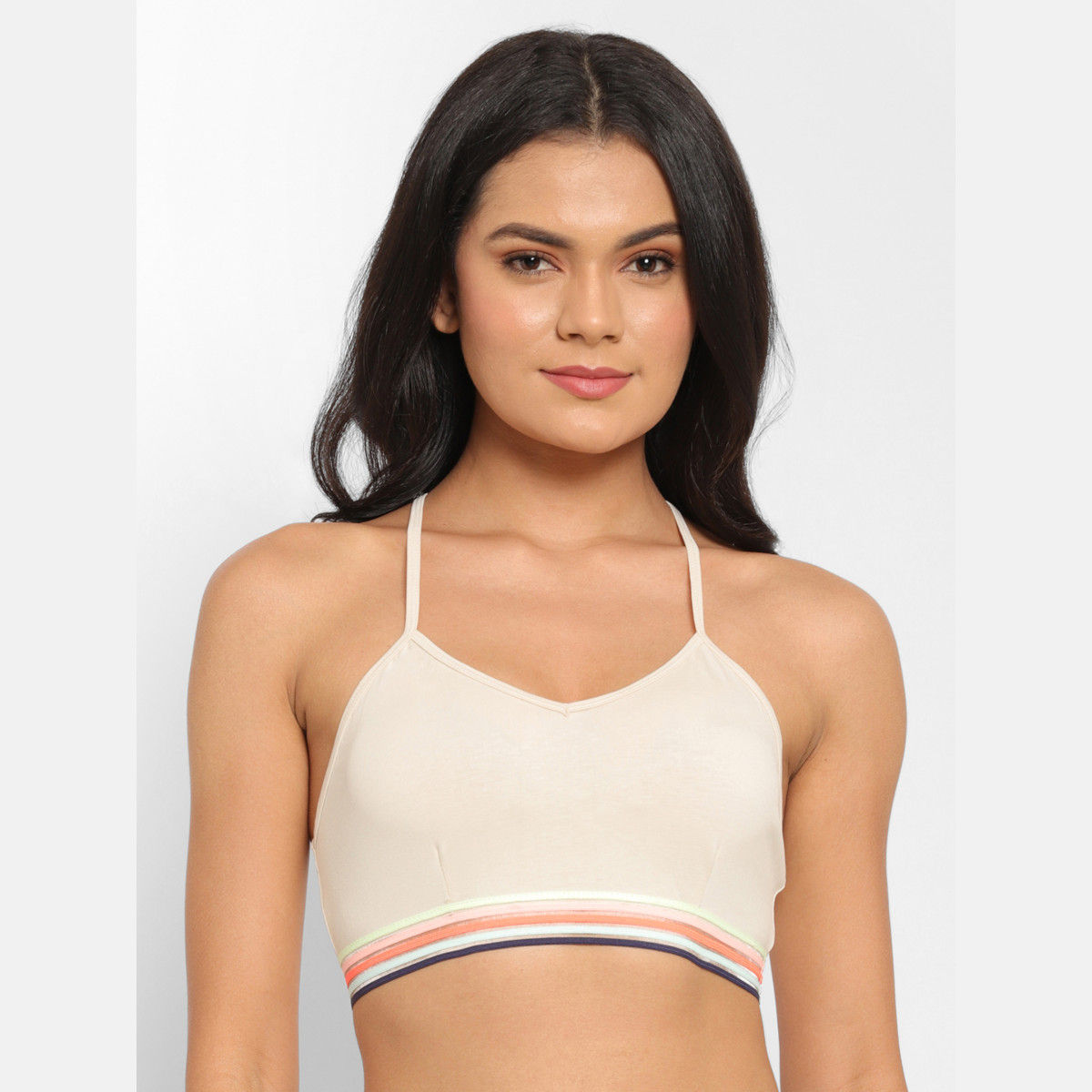 Buy N-Gal Women's Cotton Spandex Padded Crop Top Bralette Slip On