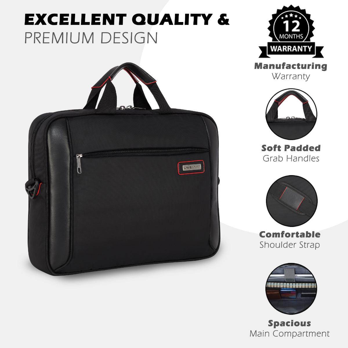 Buy Lavie Sport 1.5 Compartment Business Pro Unisex Laptop Briefcase Bag Black M Online