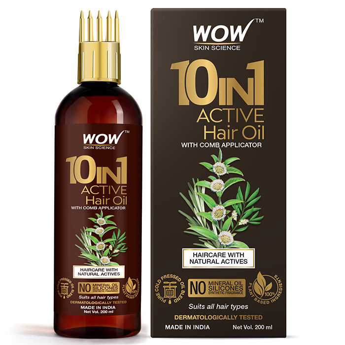 WOW Skin Science 10 in 1 Active Hair Oil - WIth Comb Applicator - Cold Pressed